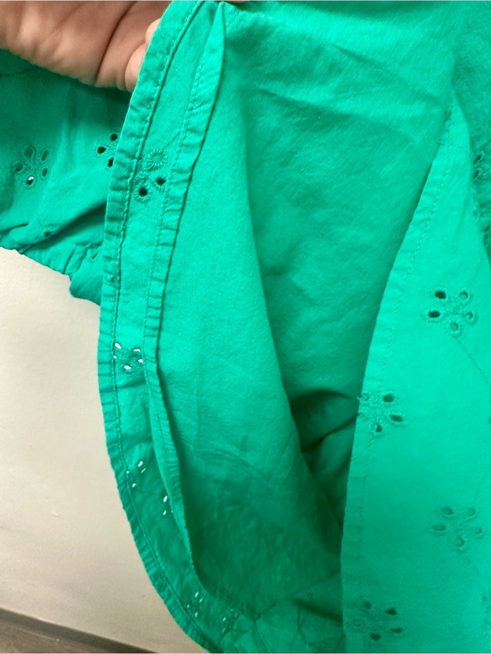 J. Crew Green Eyelet Button-Front Blouse - Picture 5 of 7